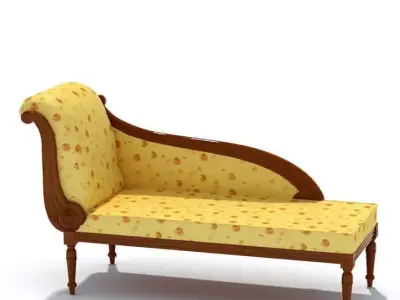 Classic Cushioned Wooden Furniture 3D model