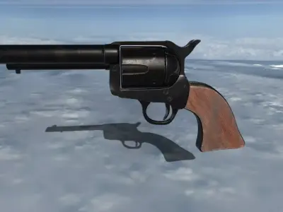 Revolver Low-poly 3D model 8