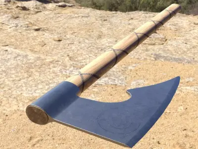 Nordic Knotwork Axe Low-poly 3D model
