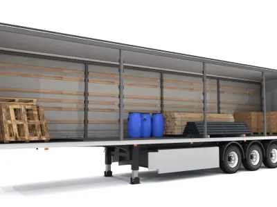 Semi Trailer Open Curtain 3D model