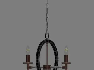 Angular 2 chandelier with two lights hanging from it 3D model