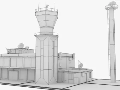 Airport Terminal - Control Tower  Low-poly 3D model