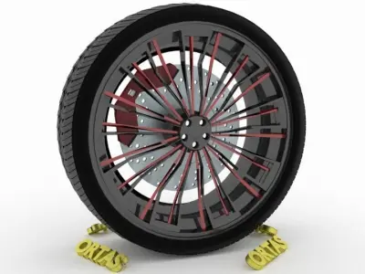 ORTAS CAR WHEEL RIM 99 GAME READY WHEEL RIM TIRE 3D model