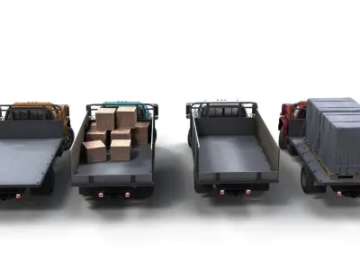 80s Industrial flatbed truck Low-poly 3D model