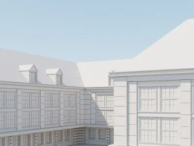 OLD BUILDING WITH CLOCK 3D model