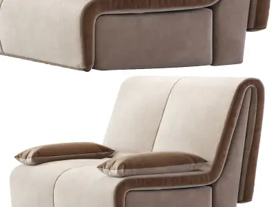 Novelty two sofas with couch and cushions 3D model