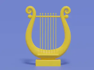 Cartoon Golden Harp 3D model purchase