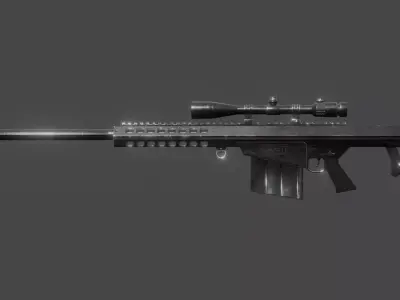 Barrett Sniper Rifle Low Poly Rigged Low-poly 3D model