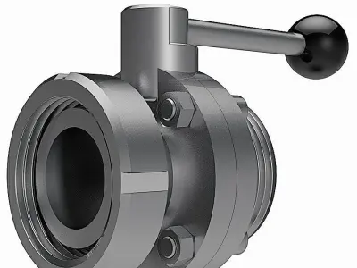 Manual Butterfly Valves - DIN11851 Female x Male Ends -  3D model