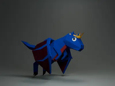 Low Poly Dragon Game Ready  Rigged and Animated Low-poly 3D model