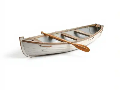 Rustic Rowboat with Oars model pack Low-poly 3D model
