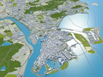 Zhuhai Macau Guangdong Province China 70km Low-poly 3D model