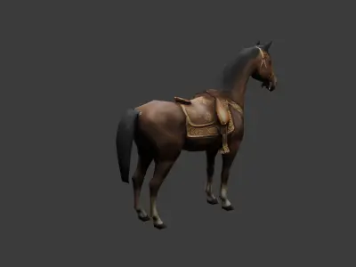 Low Poly Horse Game Ready 3D Model Color Variants PBR Textures Low-poly 3D model