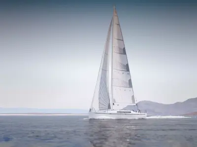 Mid size sailing yacht 3D model