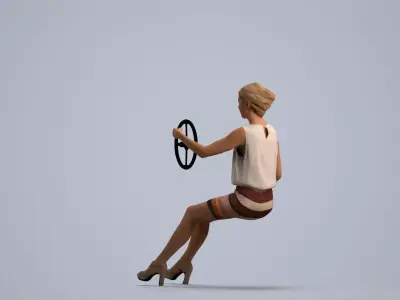 00067Maja002 - Adult Caucasian woman driving car in 3D model