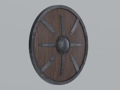 Medieval round wooden shield Free low-poly 3D model