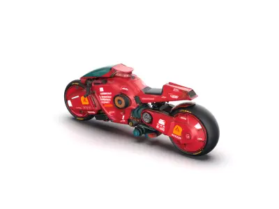 Night City Red Motorcycle Free 3D model