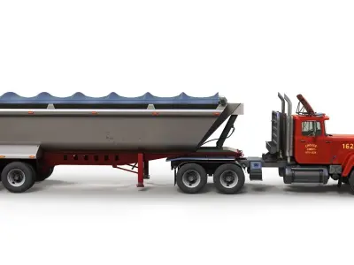 SuperLiner dump trailer truck Low-poly 3D model