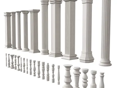 30 Columns And Balusters With Classic Design 3D model purchase