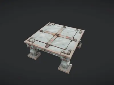 industrial metal platform with four legs 3D model