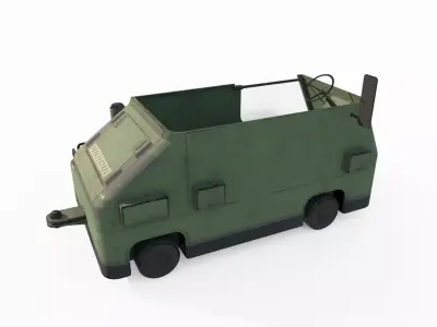Old style small trailer tractor 3D model