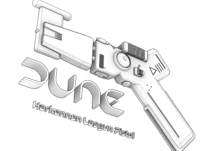DUNE - Harkkonnen Lasgun Pistol Prop Replica COSPLAY Blaster 3D model