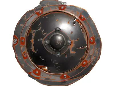 Worn Rusty Metal Combat Shield Low-poly 3D model