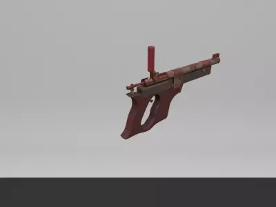 Handmade Pipe Pistol  Post Apocalyptic Gun Low-poly 3D model
