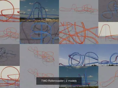 TWO Rollercoaster 3D Model Pack 2