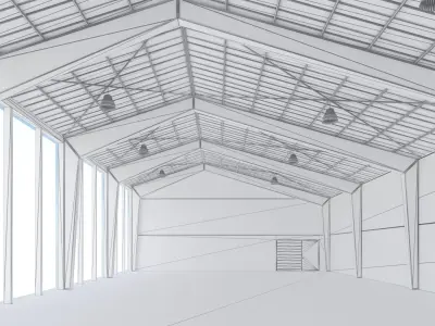 Open Space Industrial Office Vray-Corona-Redshift 3D model