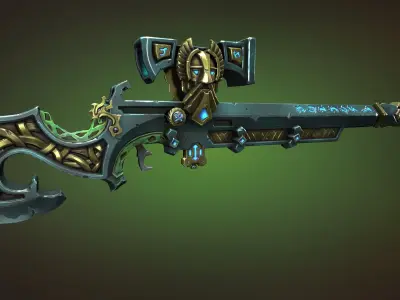 Dwarf sniper rifle Low-poly 3D model