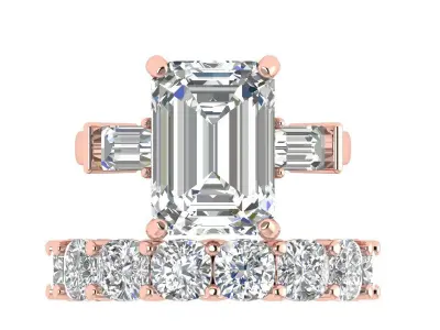 3-stone Emerald With Cushion Band Ring 3D print model purchase