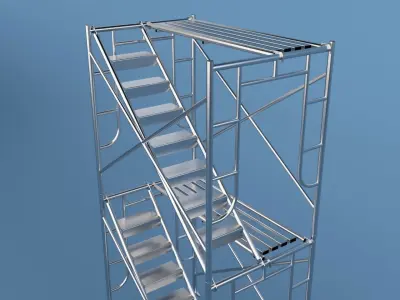 Scaffolding metal tower with stairs 3D model