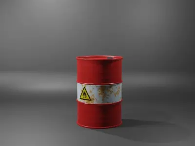 Oil Barrel Low-poly 3D model 2