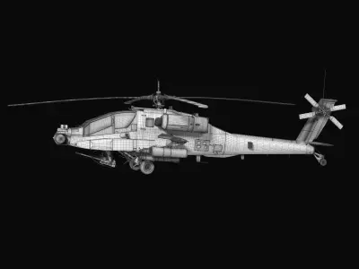 AH64A Apache Helicopter Green Rigged Low-poly 3D model
