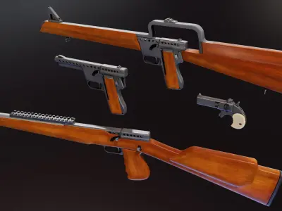 Gyrojet Weapons Low-poly 3D model