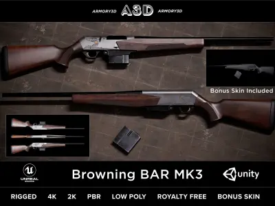 Game Ready Hunting Gun Pack Low-poly 3D model
