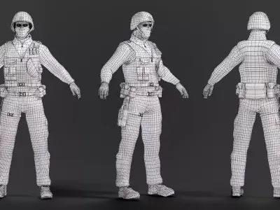 Harry UN Soldier Rigged Low-poly 3D model