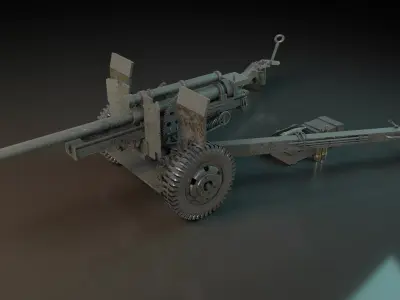 105mm gun Low-poly 3D model