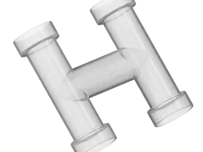 Transparent Plumbing H Fitting 3D model