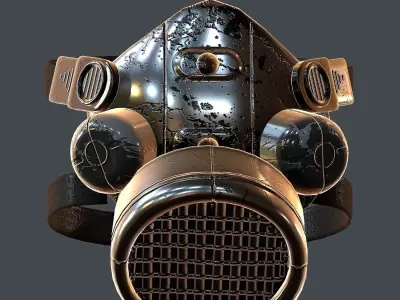Gas mask helmet 3d model scifi Low-poly  Low-poly 3D model 2