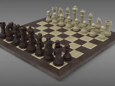  Chess set chess clock with table and chair 