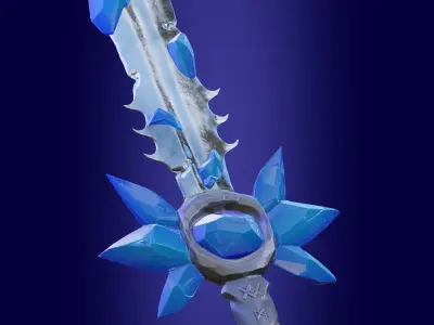 Stylized weapon sword with ice crystals PBR Low-poly game ready Low-poly 3D model
