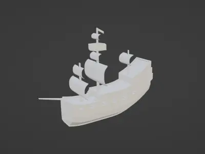 no texture 3D pirate ship model Low-poly 3D model