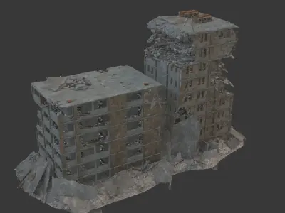 destroyed building Low-poly 3D model get