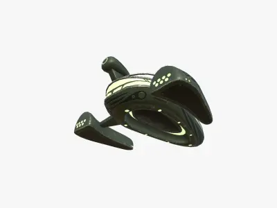 Alien Spaceship UFO H05 Dark Green - Sci Fi Spacecraft Design Free low-poly 3D model
