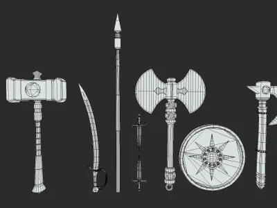 Antique Warrior Weapons Low-poly 3D model