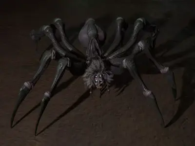 Spider 2 flying Low-poly 3D model