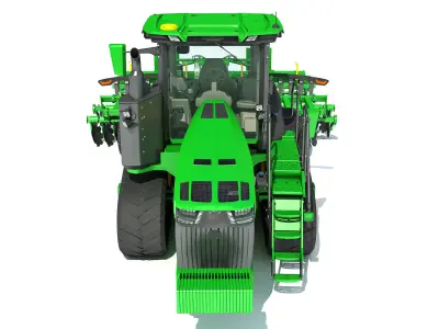 Tractor with Trailed Disc Harrow 3D model