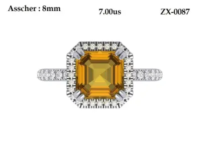  Asscher Solitair Ring 3D print model buy
